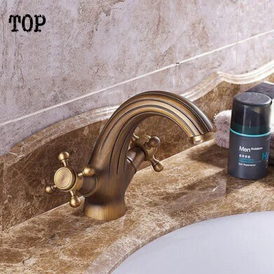 Двухрычажный античный латунный Смеситель для раковины смесители ванной комнаты