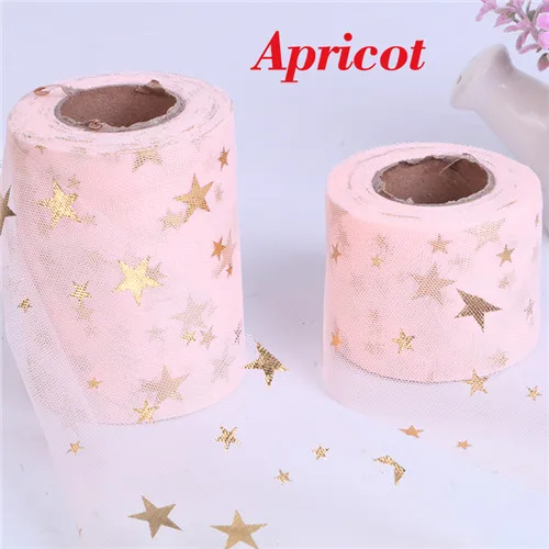 Apricot 6 см/10 см* 25 ярдов блестящая Звезда, тюль, мягкий рулон, пачка, свадебная декоративная органза, лазер, сделай сам, товары для дня рождения - Цвет: Apricot
