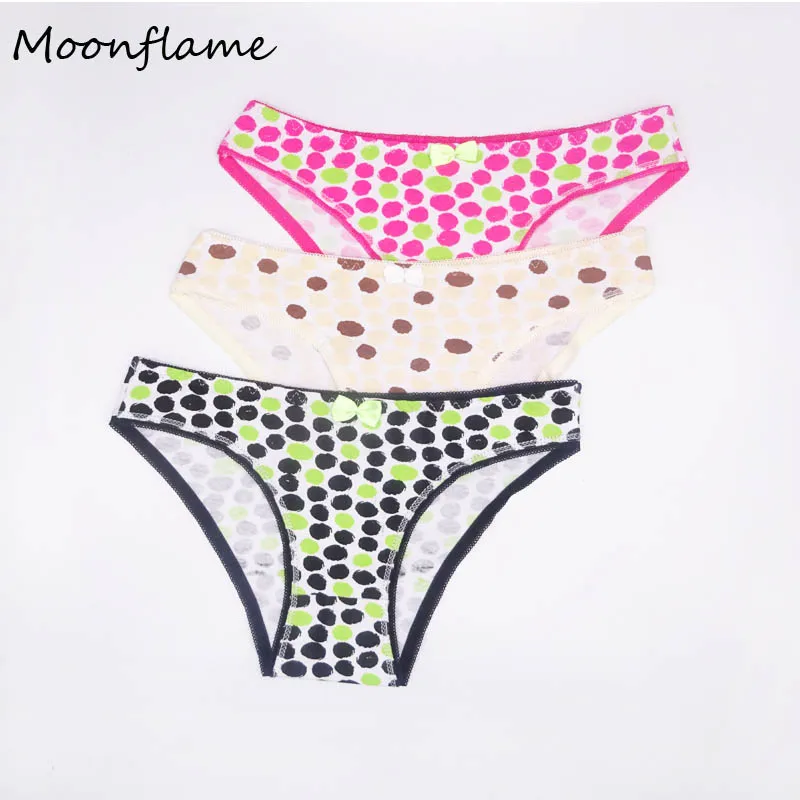 Moonflme/3 шт./лот, лидер продаж, Хлопковые женские трусики в горошек с принтом M L XL 89119