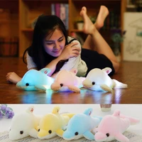 45cm colorful dolphin plush doll toy luminous plush stuffed flashing cushion pillow with led light party birthday gift