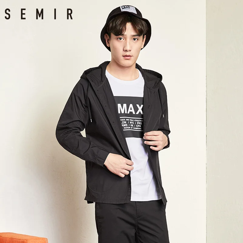 Мужское пальто с капюшоном SEMIR хлопковое Свободное длинным рукавом на весну