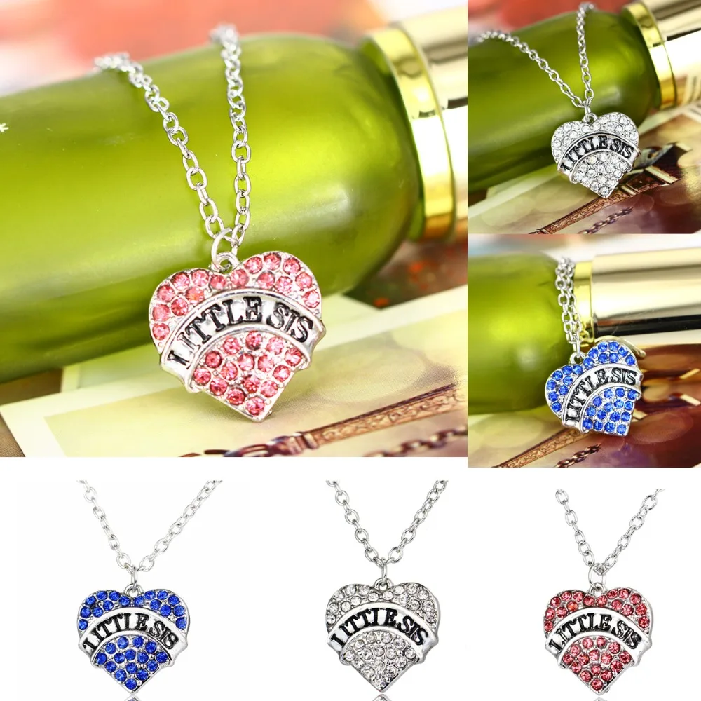 Подвеска в виде сердца из прозрачного кристалла маленькая сестра ожерелье для