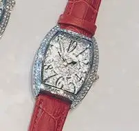Роскошные полностью Кристальные Tonneau классические модные женские повседневные Кварцевые часы Изысканные бриллиантовые женские наручные часы женские часы - Цвет: Red