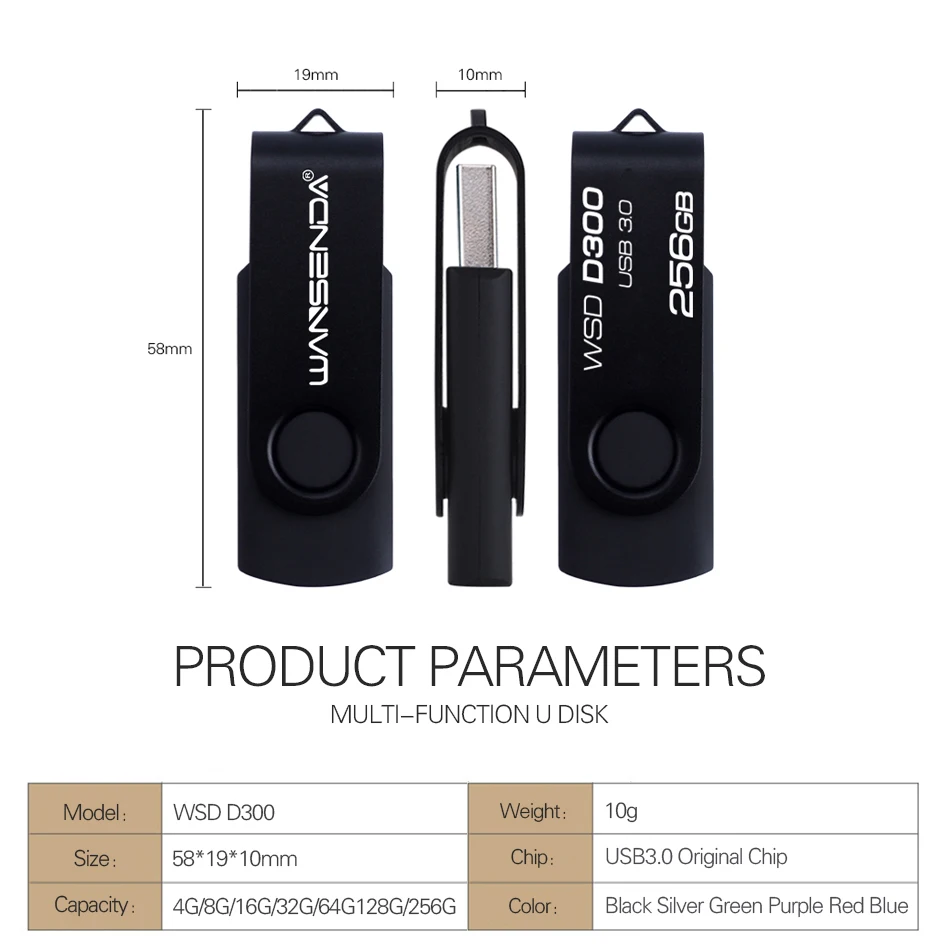 Новинка WANSENDA флеш накопитель USB 3 0 вращающийся 128 Гб 64 ГБ 32 16 8 высокоскоростной 256