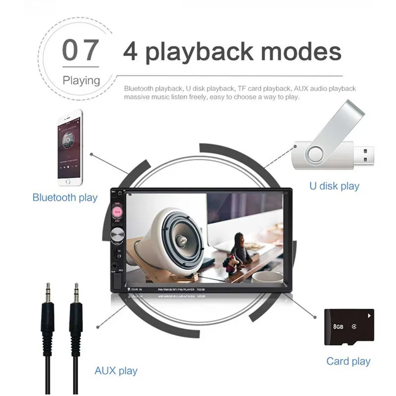 Автомагнитола 2 Din MP5-плеер с 7 "сенсорным экраном Bluetooth USB TF FM камерой и пультом