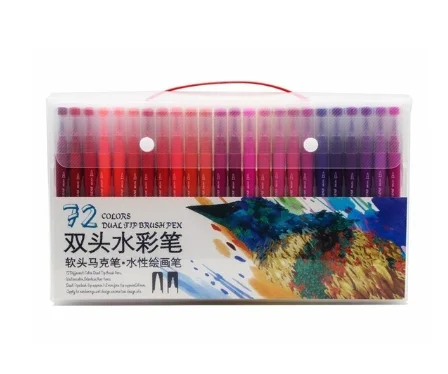 72color San48/60/100 Цвет двойной кисти для рисования ручка концом и кисти для рисования картины воды Цвет ручки для Цвет ing манга каллиграфия - Цвет: 72color