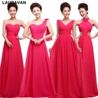 Платье подружки невесты, длинное, розовое, фуксия, без рукавов, большие Вечерние