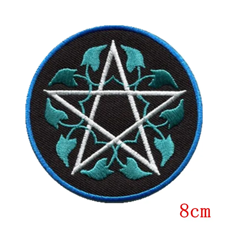 Белая аппликация в виде пентаграммы языческая pentacle wicca приклеиваемая утюгом