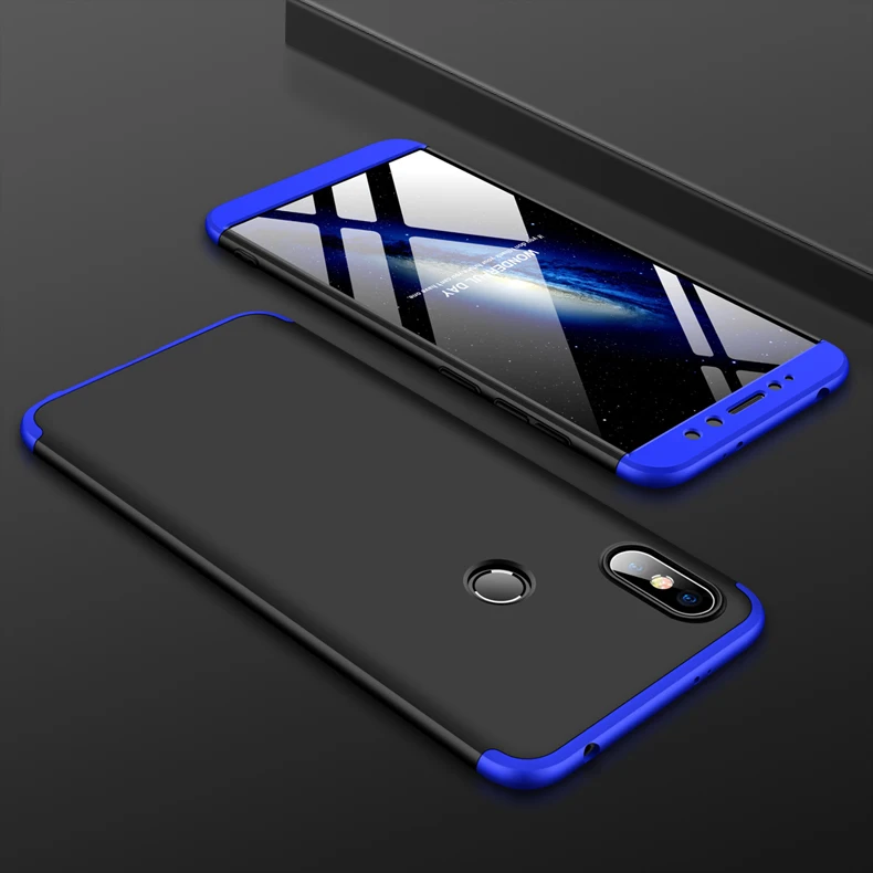 Black with Blue Чехол для mi Max 3, 360, полностью противоударный, антидетонационный, жесткий пластиковый защитный чехол для Xiaomi mi Max 3 Max3, глобальная версия, 6,9 дюйма - Цвет: Black with Blue