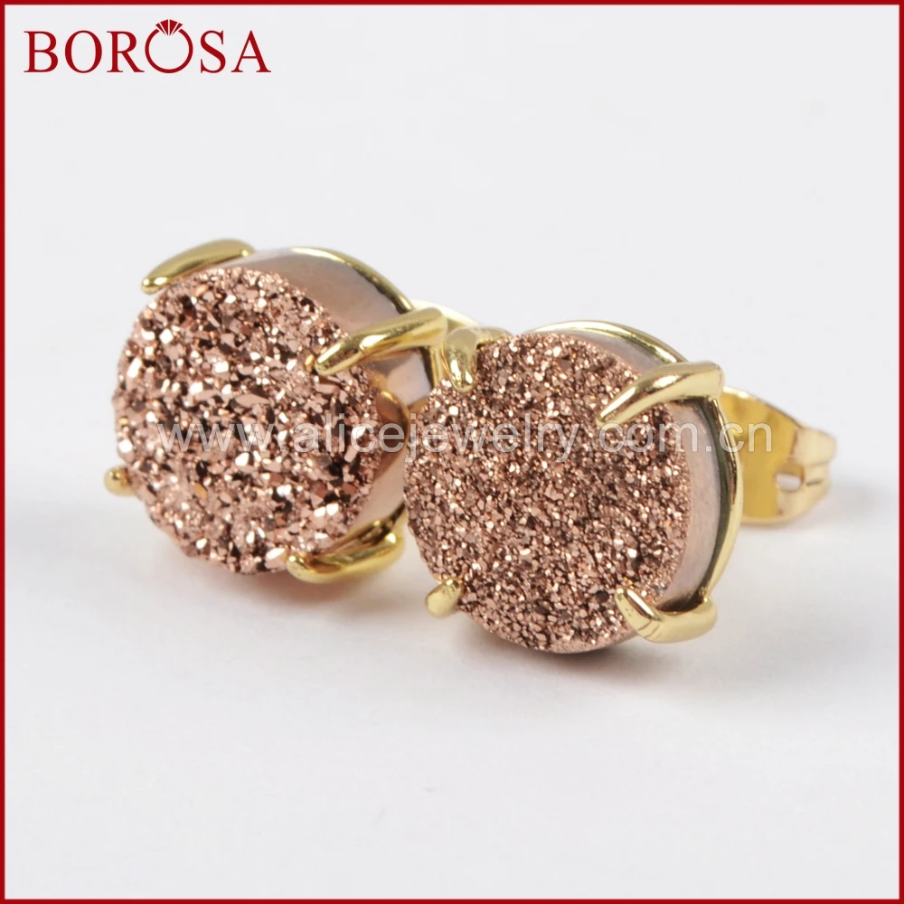 BOROSA новые элегантные золотые классические серьги-гвоздики для женщин модные