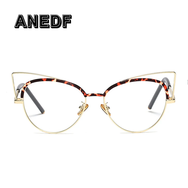 ANEDF Fashion Cat Eye Read Glasses Frame Women Clear Lens Big Metal Retro Female Eyeglasses | Аксессуары для одежды