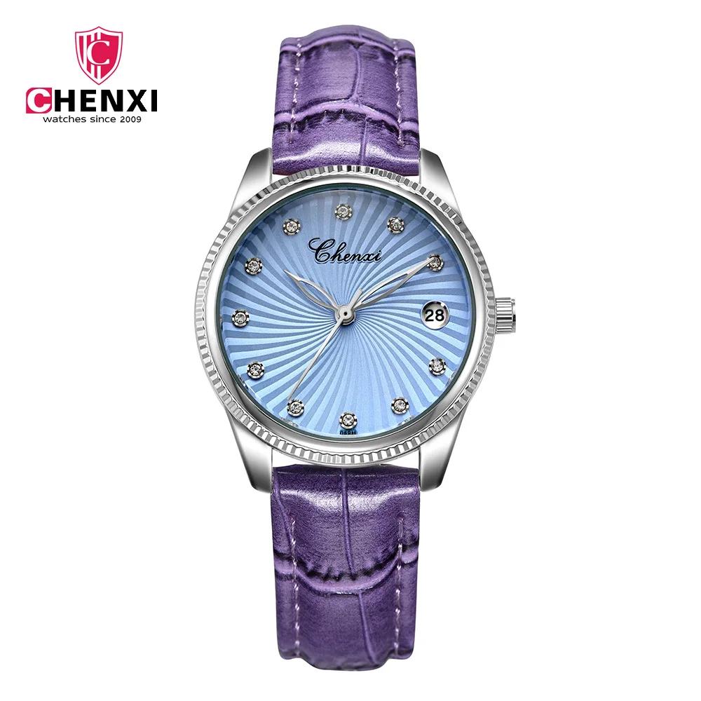 2018 CHENXI новые серебряные женские часы роскошный браслет кожаные высокое качество
