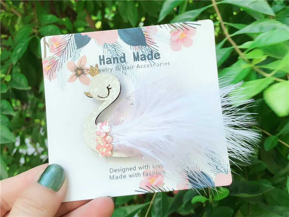 Розничная продажа 1 шт. модные милые блестящие заколки для волос в виде лебедя с