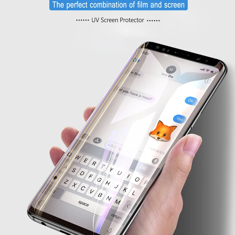 S10 Plus защита для УФ-экрана жидкое изогнутое закаленное стекло Samsung Galaxy S8 S9 Note 8 9 S10e