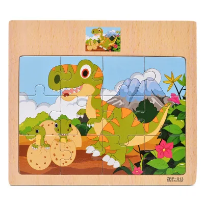 dinosaur style2 Монтессори игрушки это хорошая Математика Деревянные дидактические игры раннего обучения картона дорожного пазла Развивающие игрушки для детей - Цвет: dinosaur style2