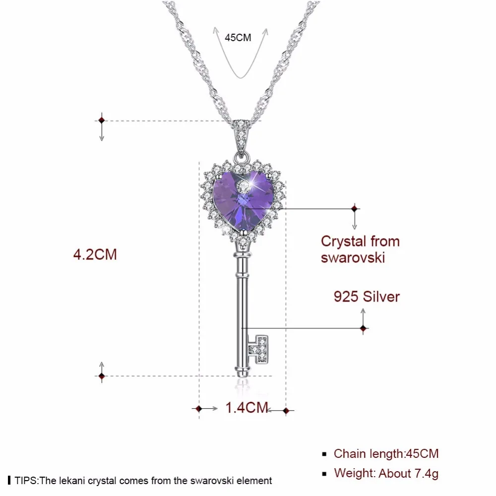 Lekani кристаллы от Swarovski голубое фиолетовое Сердце ожерелье с подвеской в виде