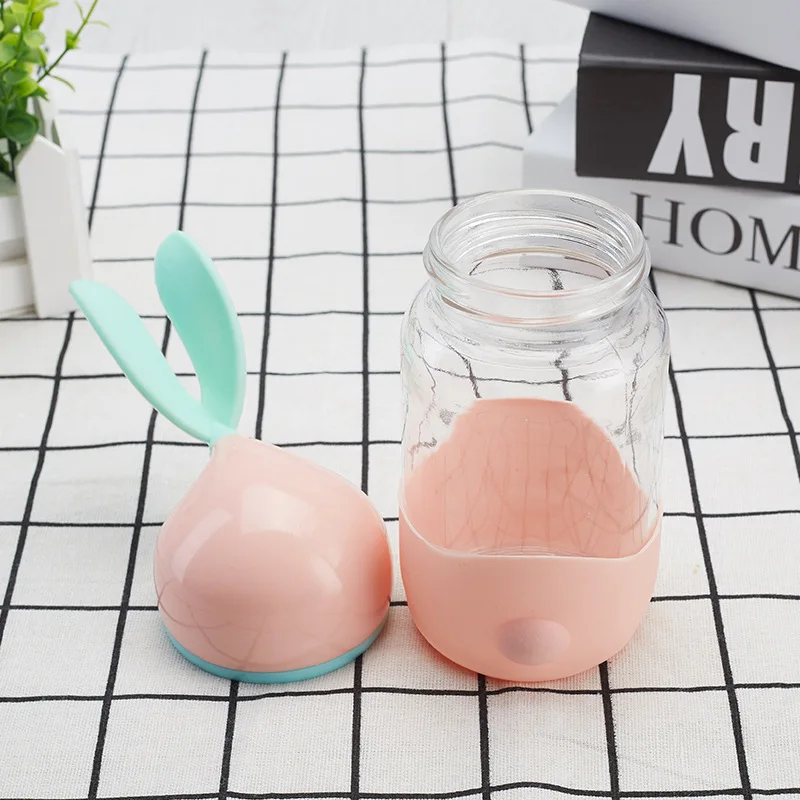 Креативная стеклянная бутылка для воды с милыми заячьими ушками студенческий