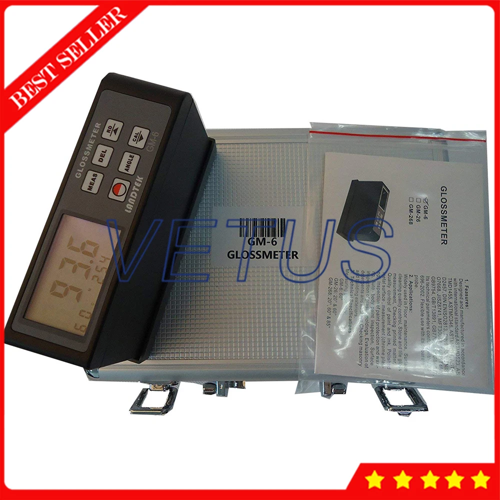 60 Degree Gloss Meter Glossmeter for Paints Inks Plastics Ceramics Marble Tester Data Memory Function GM-6 | Инструменты