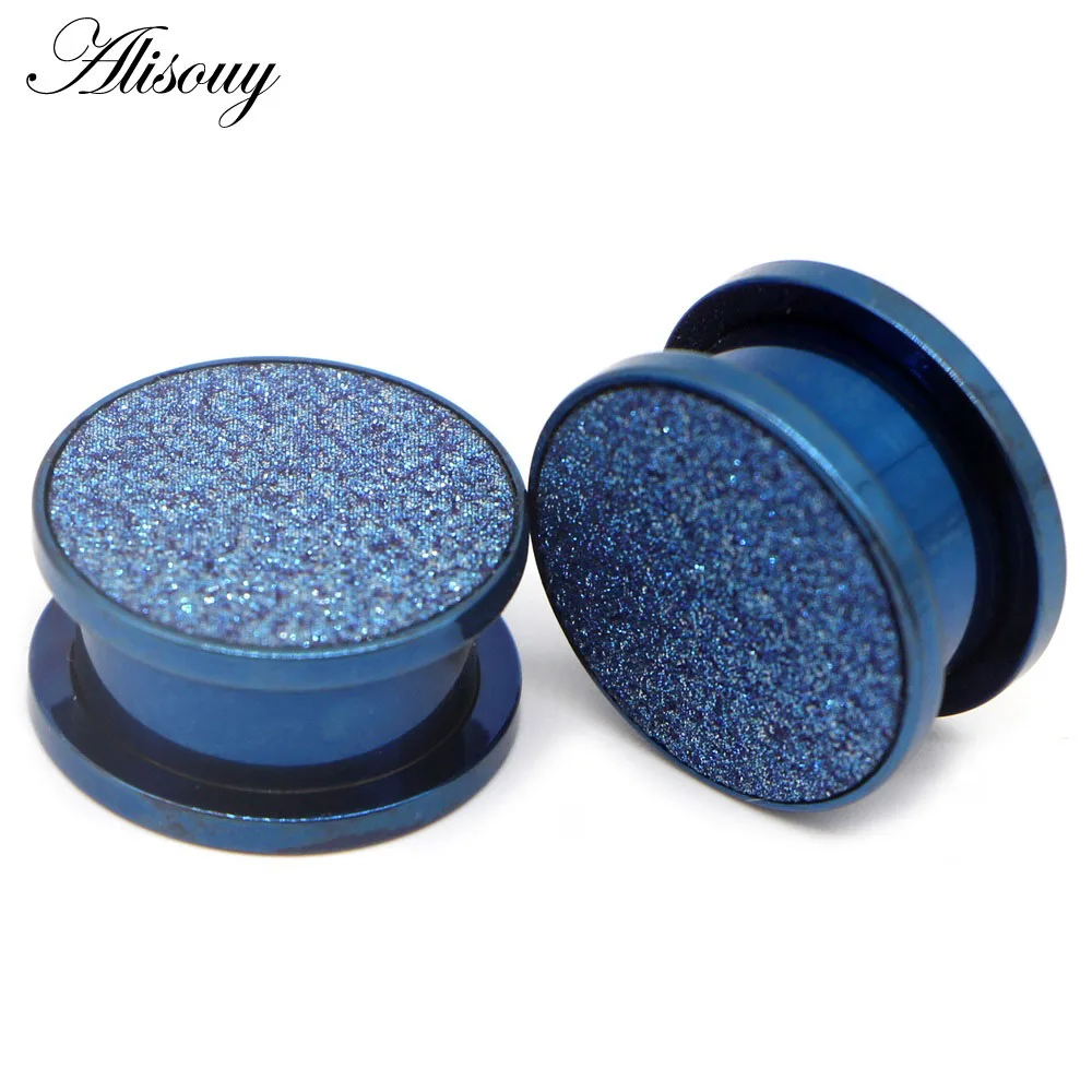 EM0261C Blue Alisouy, 2 шт, стальные скрабы для ушей, тоннели, серьги с винтовой застежкой, измерительные приборы, наборы для пирсинга, носилки для тела, конический набор, пробки для женщин, 3-25 мм - Окраска металла: EM0261C Blue