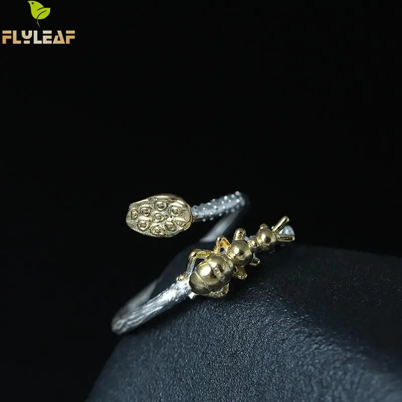 Flyleaf 100% Стерлинговое Серебро 925 пробы рассада лотоса маленькие муравьи открытые