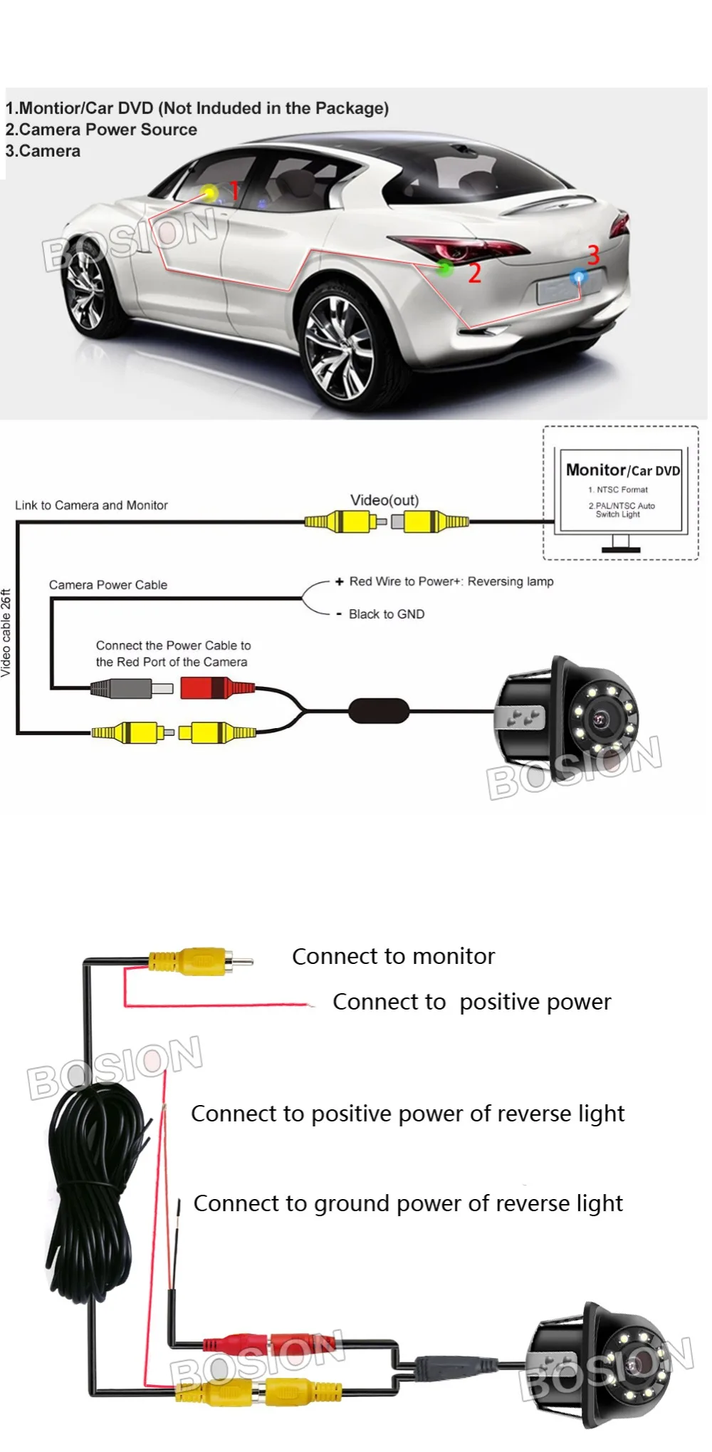 180 Angle Car Rear View Camera HD Night Vision Reverse Camera IP67 DC 12V Universal Autoradio Vehicle Parking Camera