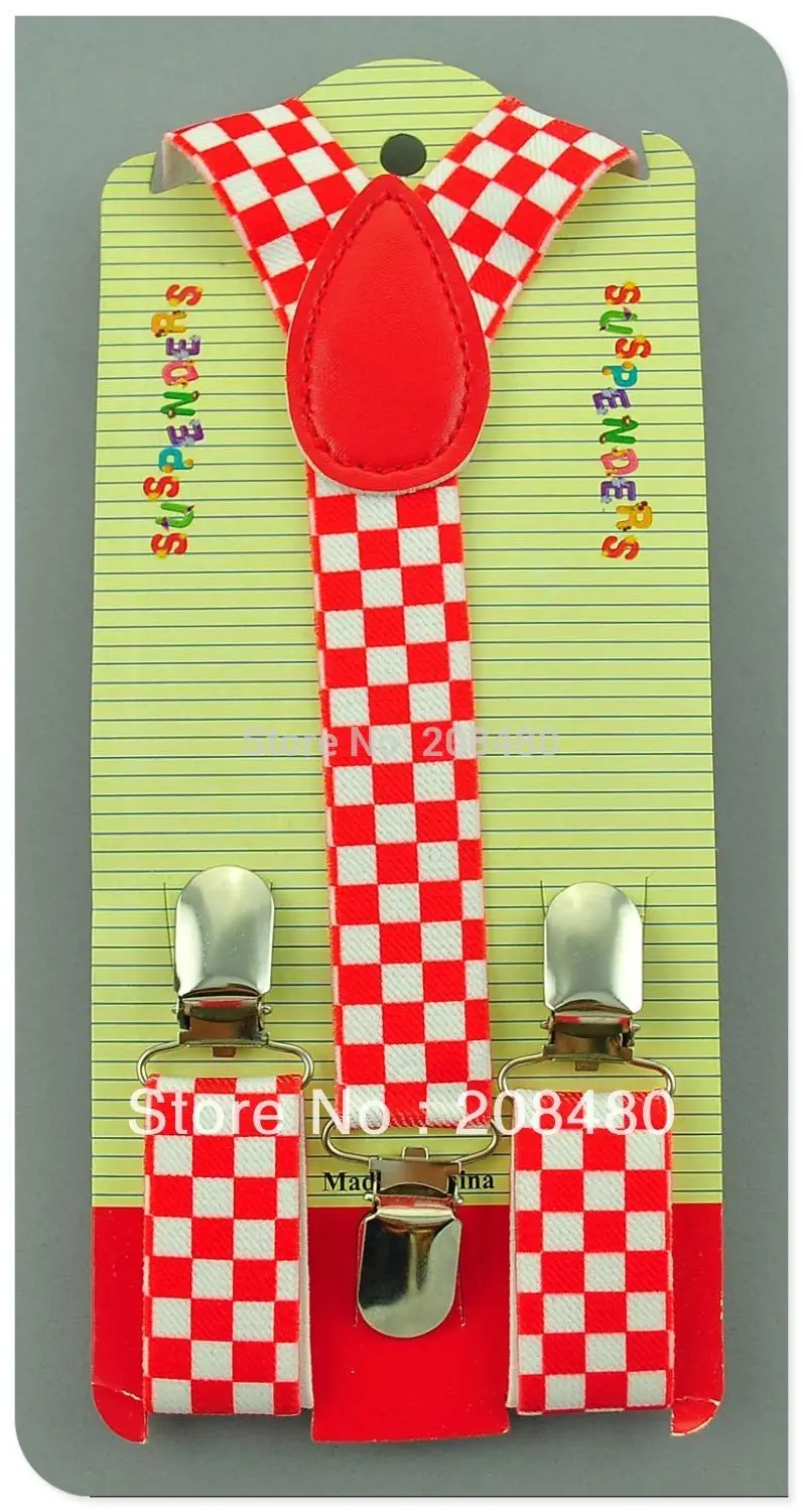 Свободные Детские подтяжки в клетку/шахматную клетку #4 Эластичные для мальчиков