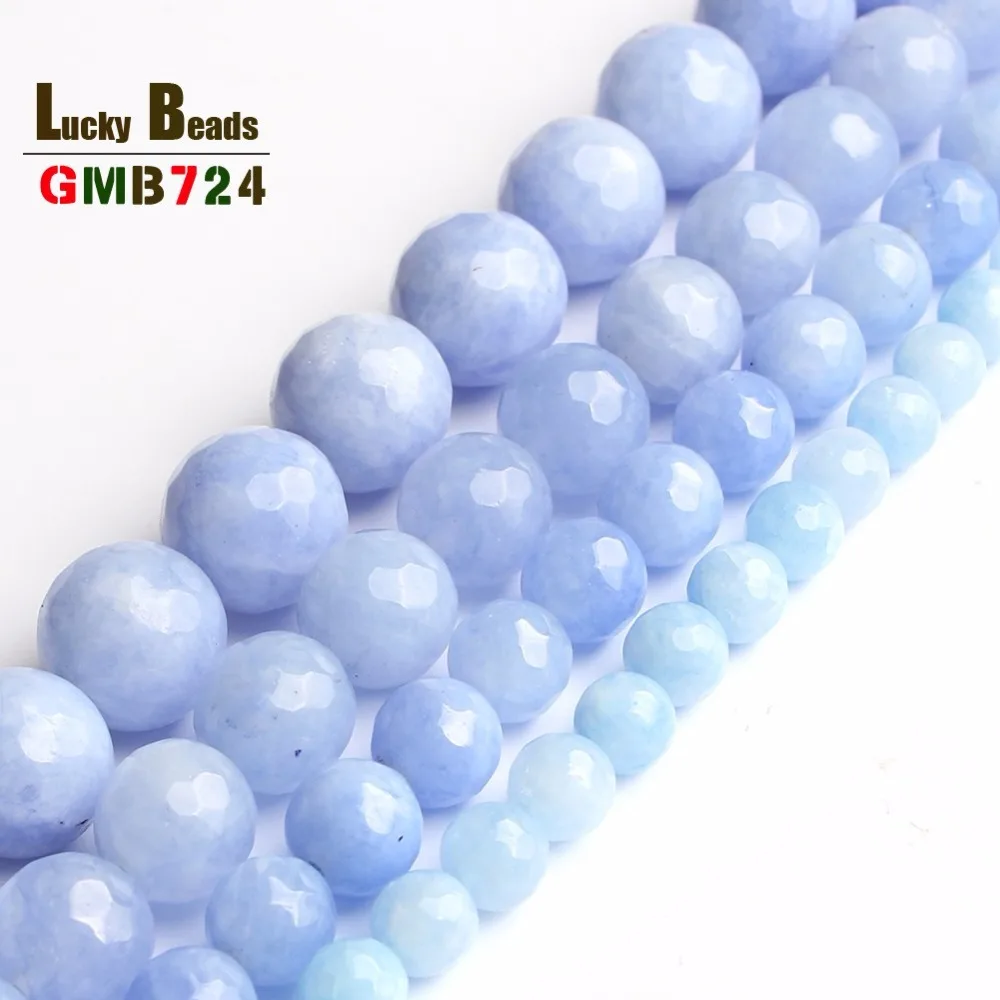 Natural Faceted Round Chalcedony Beads Purple/White /Blue /Red For DIY Making Bracelet Necklace Jewelry 4/6/8/10/12/14mm | Украшения и