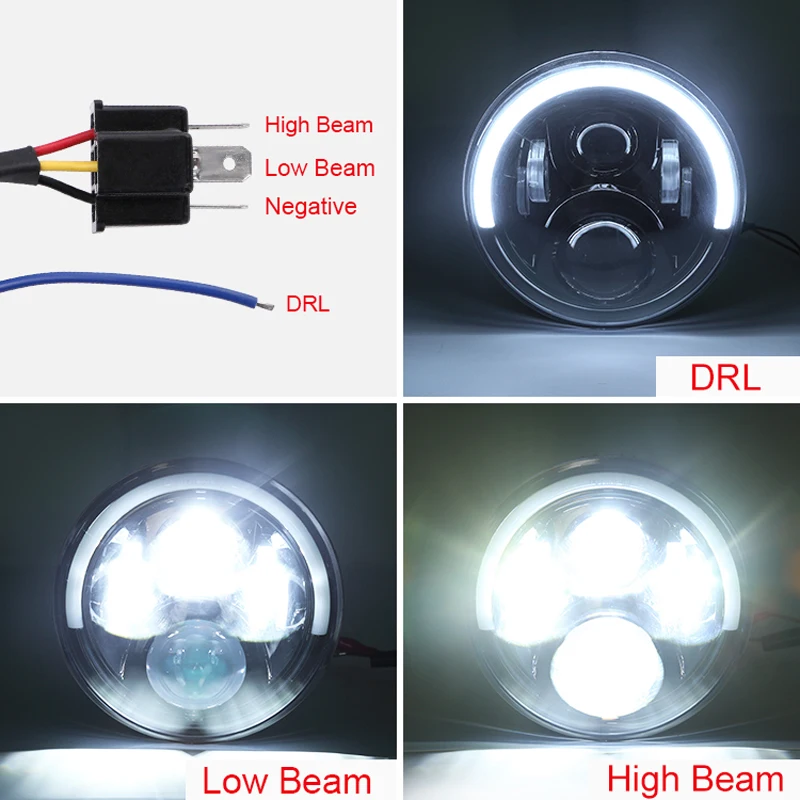 Для передних фар Honda 7 дюймов светодиодная фара для мотоцикла с DRL Halo 75 Вт круглая