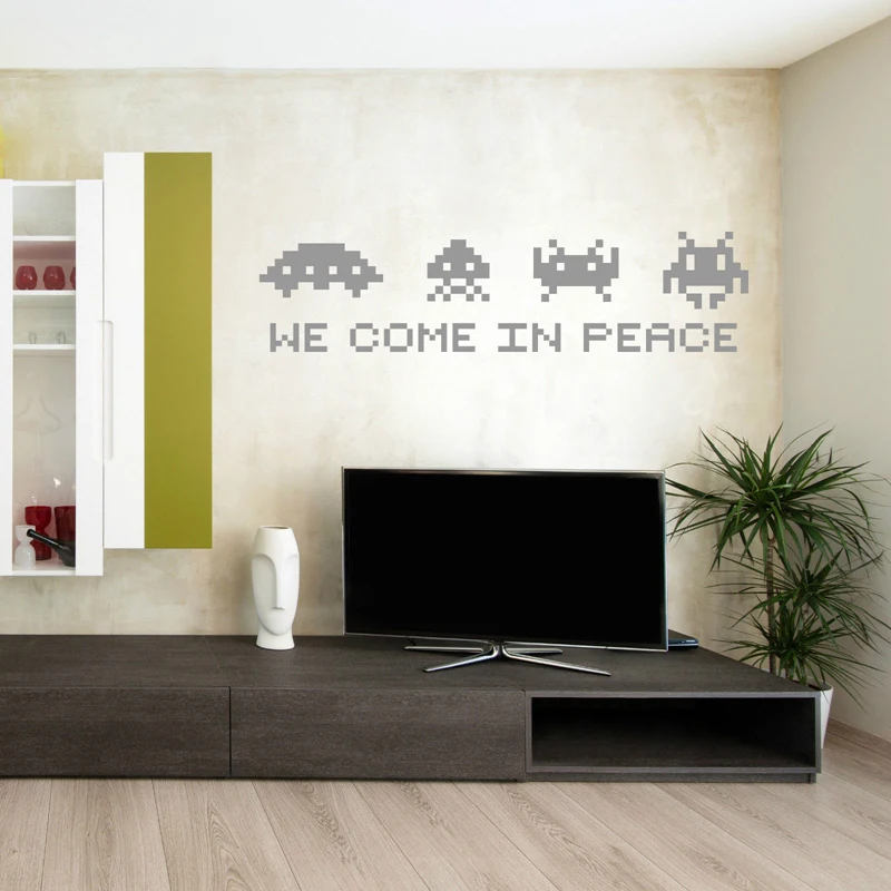 SPACE INVADERS настенное искусство Мы пришли в мир ретро виниловая наклейка на стену