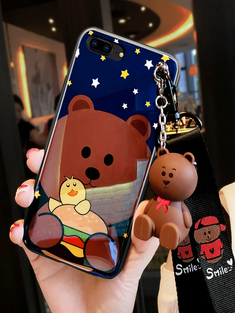 Для iPhone 6 6s plus чехол для сотового телефона 7/8 милое покрытие с медведем голубой