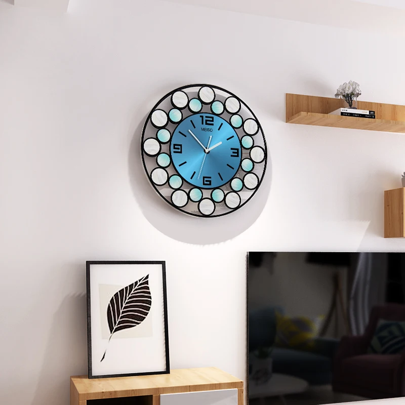 Fashion MEISD 3D Round Wall Clock Modern Design Creative Large Silent Wall Watch Home Decor Colorful Hanging Clocks Free Shining