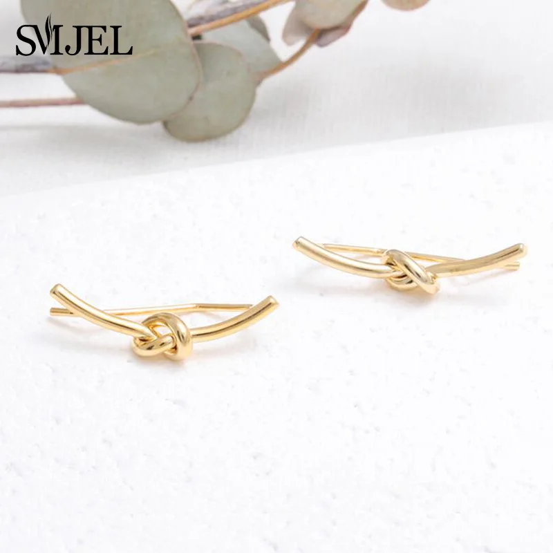 Модные серьги SMJEL в форме сердца женские золотые гвоздики для ползания ушей