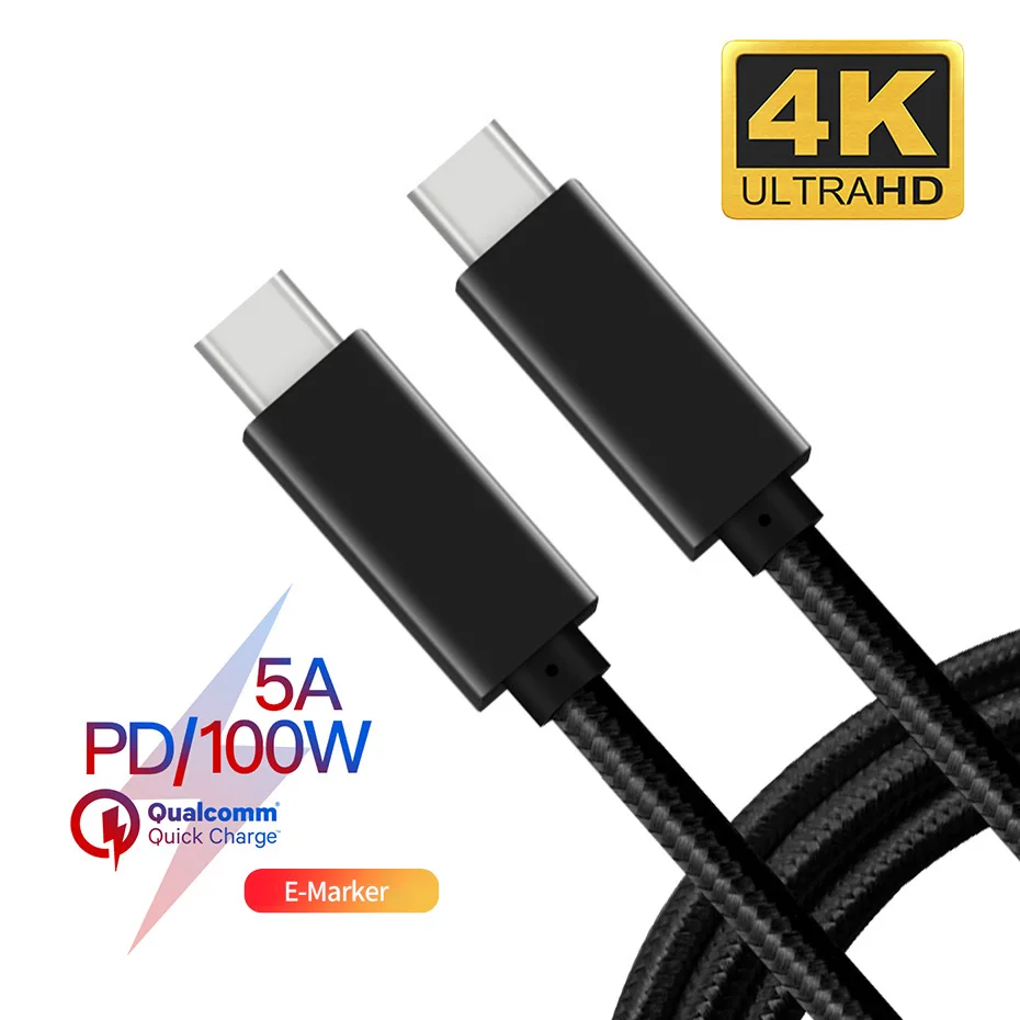 

5A Type C Cable USB C to USB C 3.1 Gen2 5A PD 100W 10Gbps 4K60Hz Thunderbolt3 for Macbook Pro Nintendo Switch s9 huawei p20