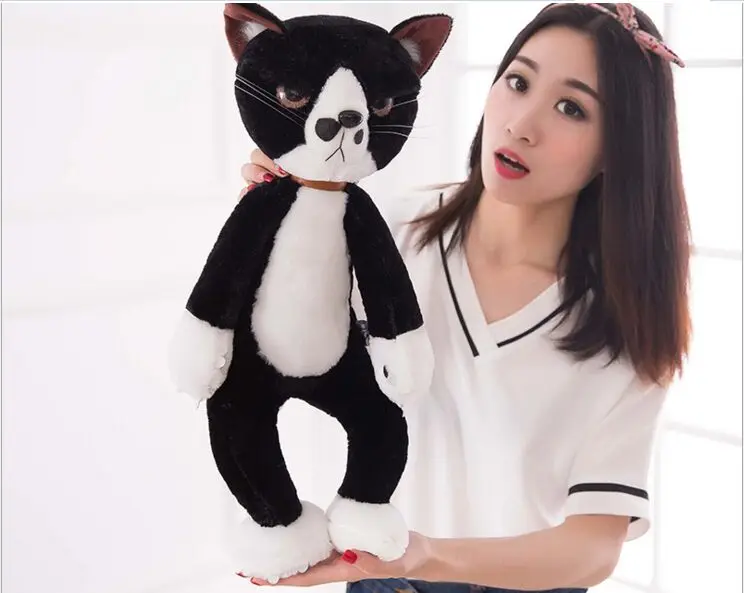 Большой 60 см Кот из японского мультфильма плюшевая игрушка Милая Черная кошка