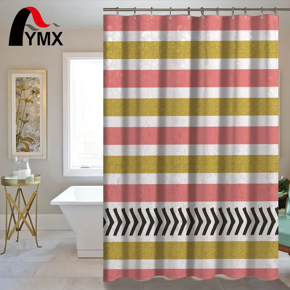 Водонепроницаемая занавеска для душа с полосками ванной комнаты из полиэфирной