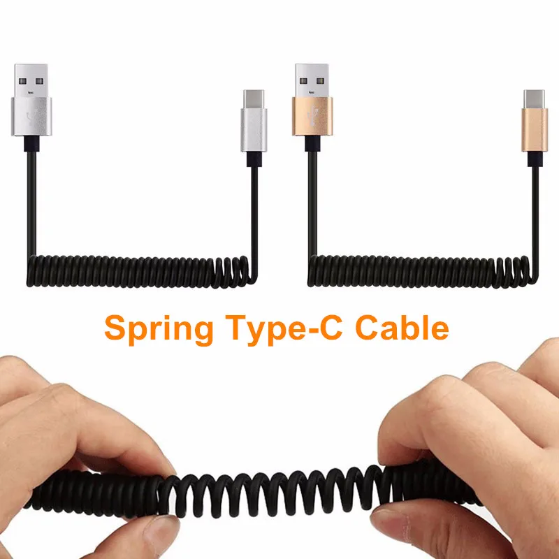 Bakeey 1M Spring Coiled Retractable USB-A Male to USB 3.1 Type-C Data Charging Cable for Mobile Phone Universal phone | Мобильные