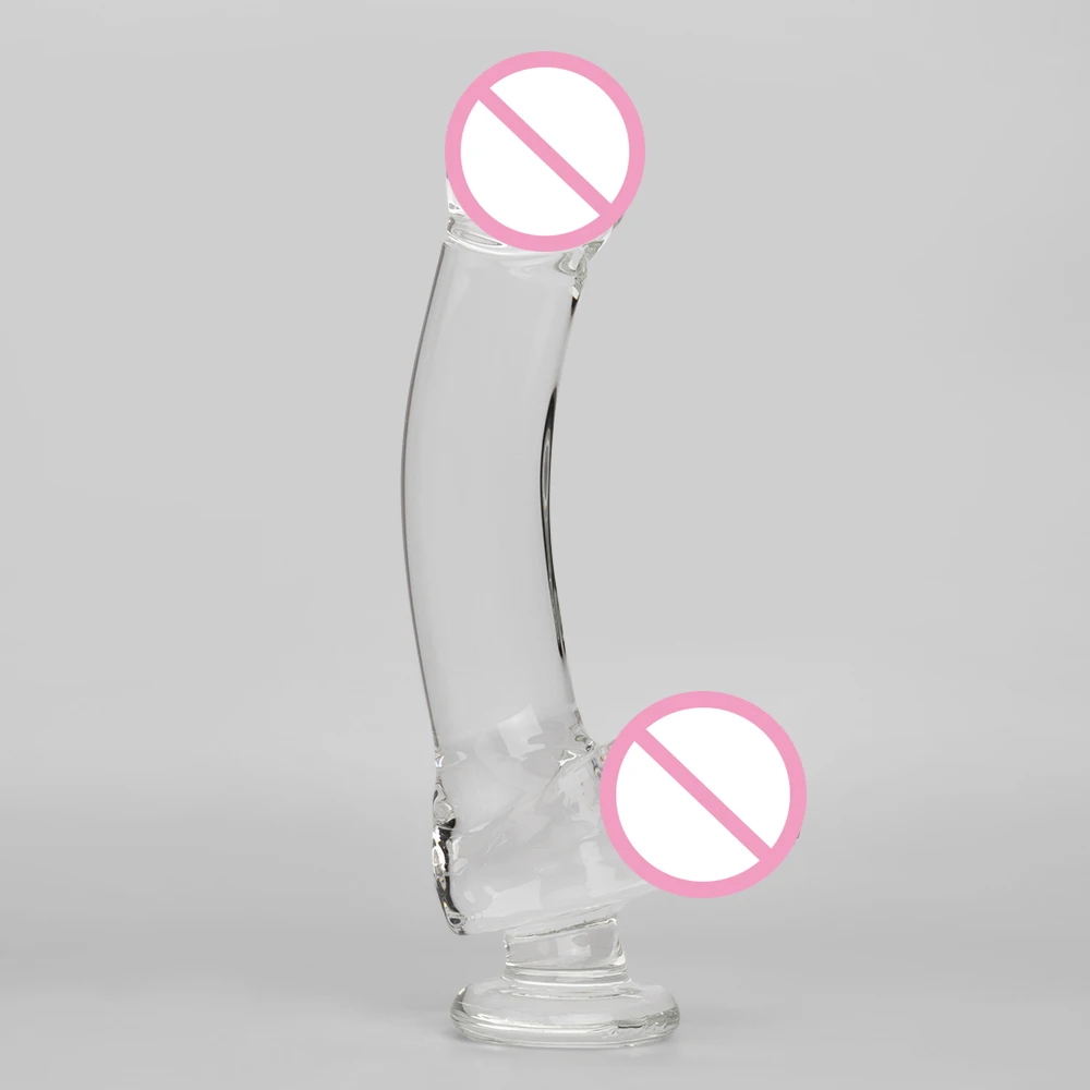 Изогнутый 9 дюймовый большой прозрачный стеклянный фаллоимитатор прозрачное