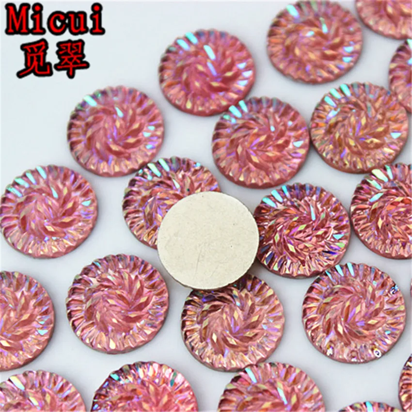Micui 50pcs 14mm Round Shape Crystal AB Resin Rhinestone Flat Back Strass Non Hotfix Stones DIY Scrapbook Beads MC268 | Дом и сад