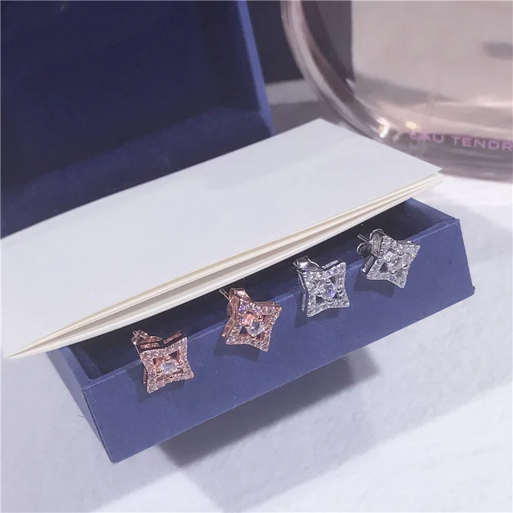 Женские серьги гвоздики из серебра 925 пробы с фианитами|Серьги-гвоздики| |