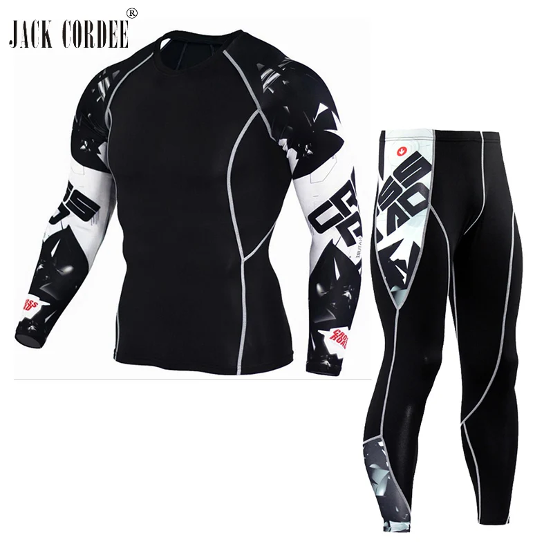 

JACK CORDEE 3D Print Men Sets Compression Shirts Base Layer Fitness Brand Leggings Long Sleeve Training T Shirt Tracksuit Set