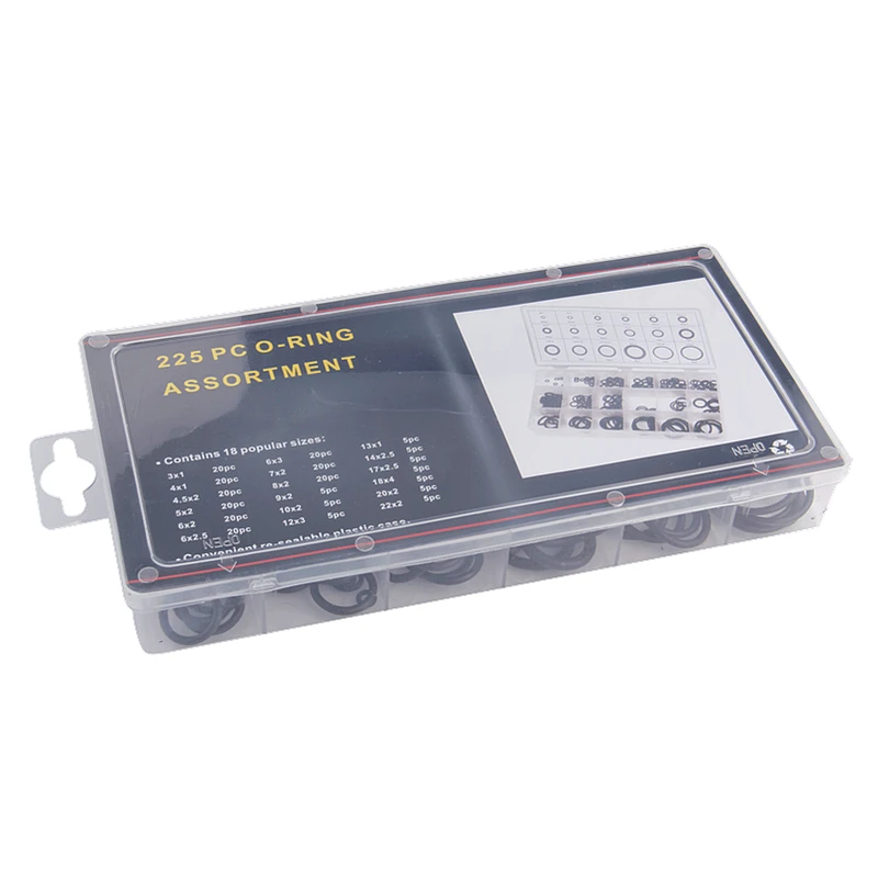 225Pcs 18 Sizes O Ring O-Ring Rubber Kit Gaskets Washer Seals Assortment Black For Car Auto Repair Tools Accessories | Инструменты