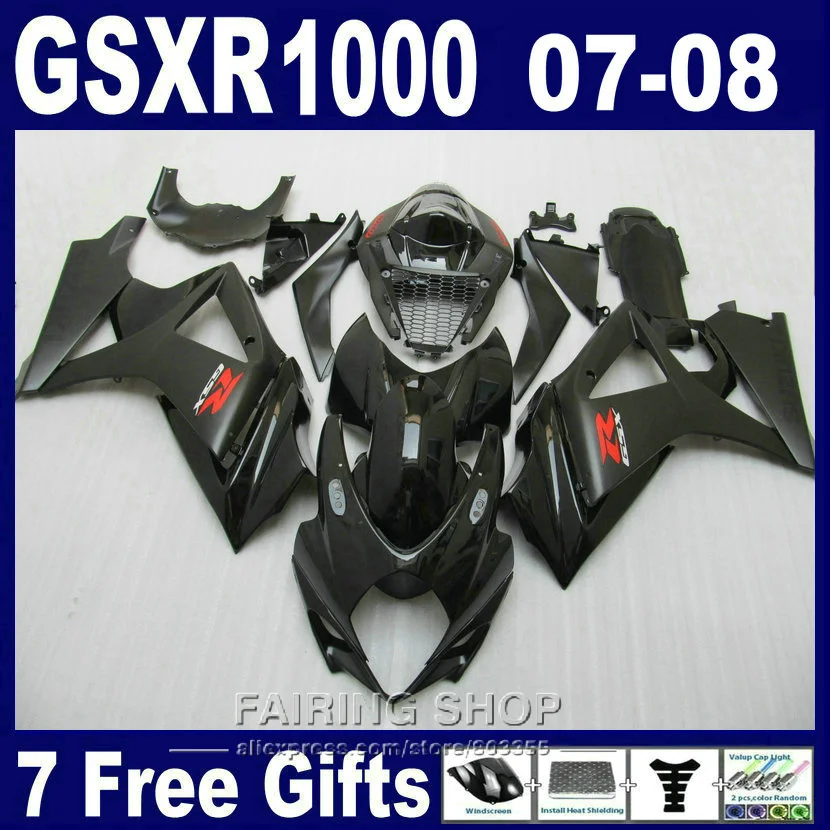 Мотоцикл горячая Распродажа Обтекатели для Suzuki GSXR 1000 07 08 K7 K8 черный обтекателей