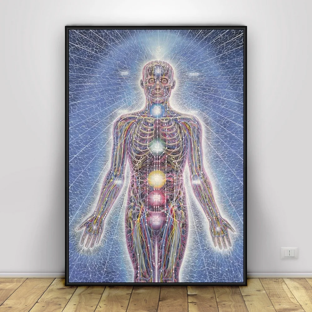 Alex серый Psychedelic Art шелковая ткань плакат печать классический настенный
