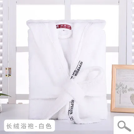 white 32 s/1 Сверхтонкий женский халат хлопок банные халаты петля ворс длинный рукав пижамы для влюбленных халат - Цвет: white