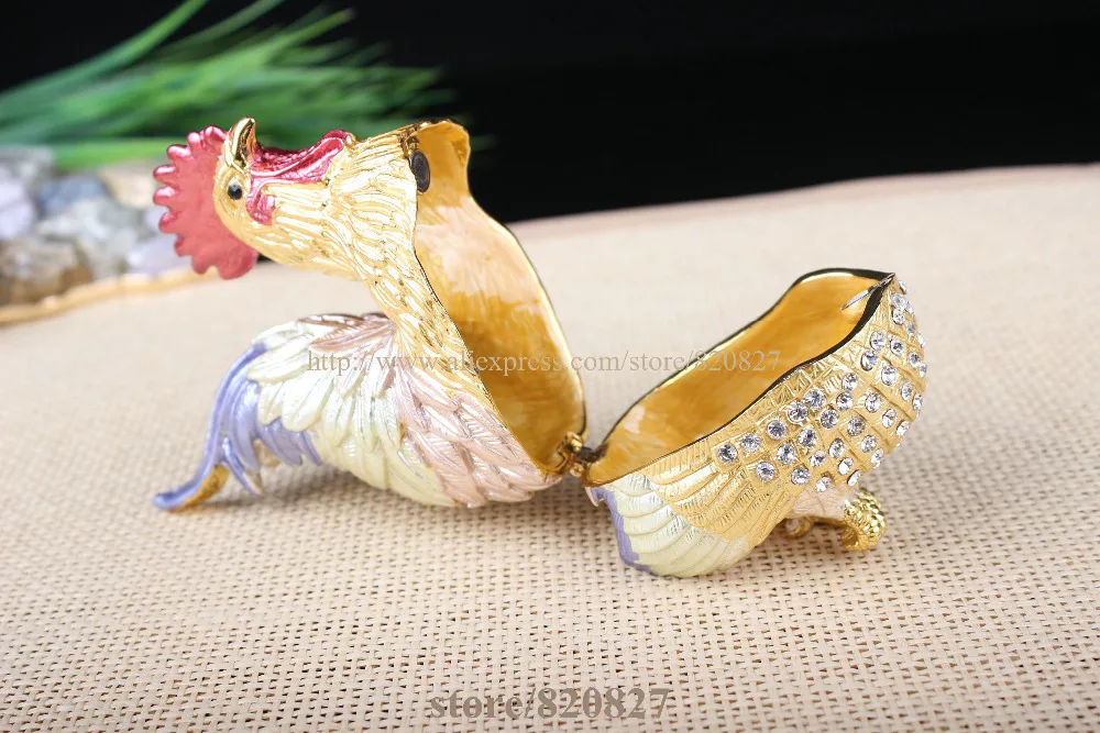 chicken trinket box rooster trinket box  hen jewelry box beautiful metal chicken rooster trinket box figurine