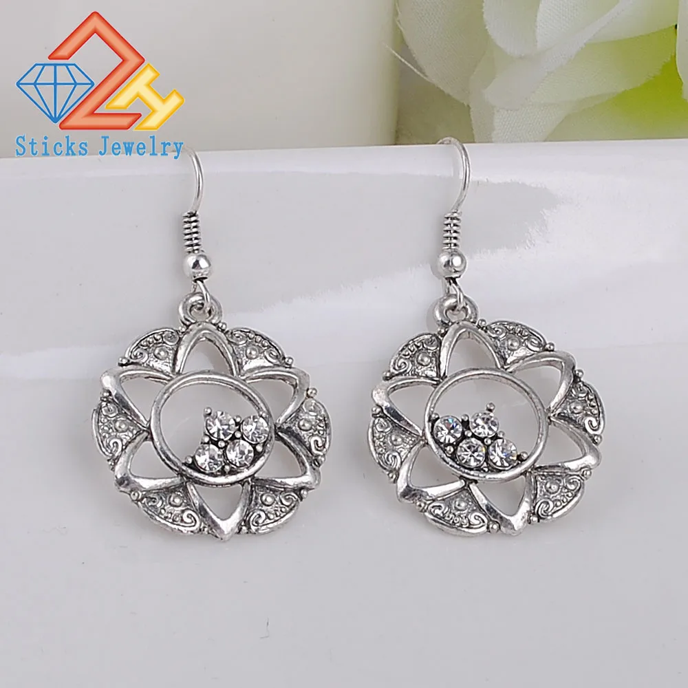

Vintage Dangle Earring Retro Alloy Rhinestone Earrings Accessories