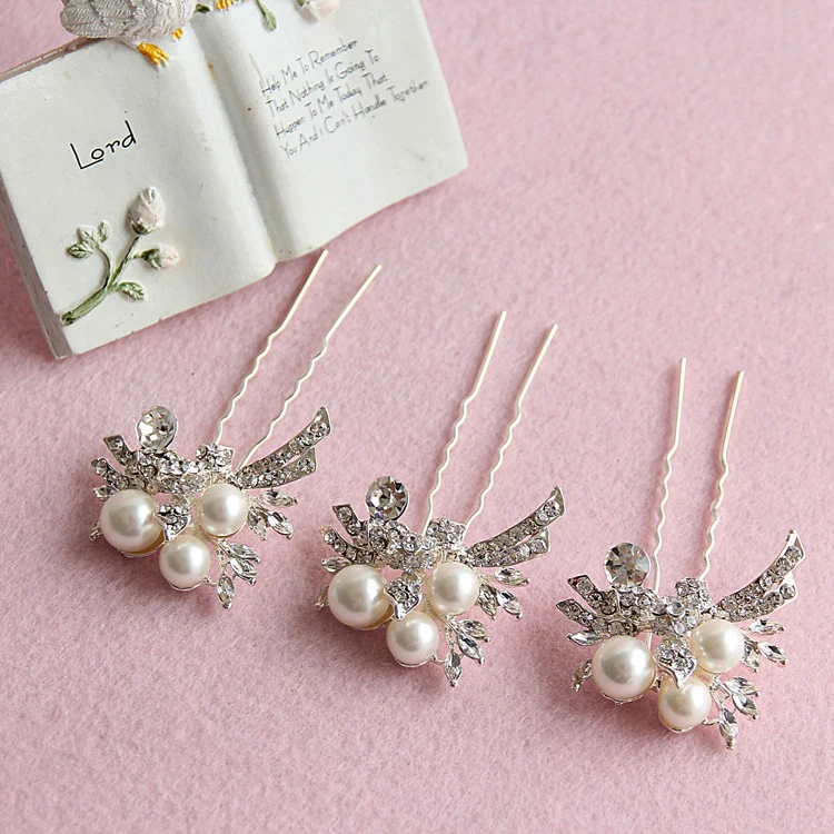 

SLBRIDAL Wedding Hair Pin Bridal Pearls Hair pin Wedding Hair piece accessories Women Hair Jewelry