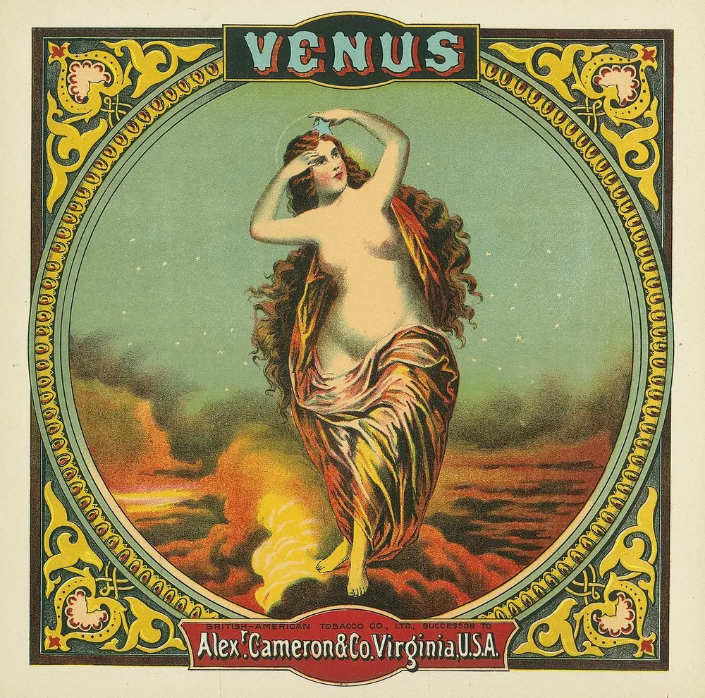 

Press Virginia - Venus Brand Tobacco Label Polyester Shower Curtain