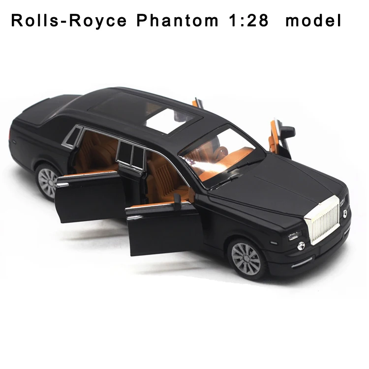 1:28, удлиненные Rolls-Royce Phantom, четыре двери, сплав, модель автомобиля, акусто-оптическая возвратная модель автомобиля, модель автомобиля, подарок, подвесные игрушки
