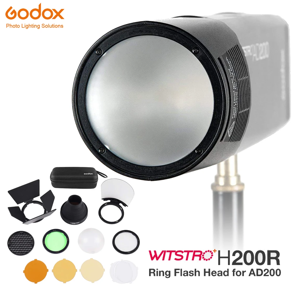 Godox H200R удлинитель головки вспышки + AK R1 дверь сарая Snoot Цветной фильтр отражатель